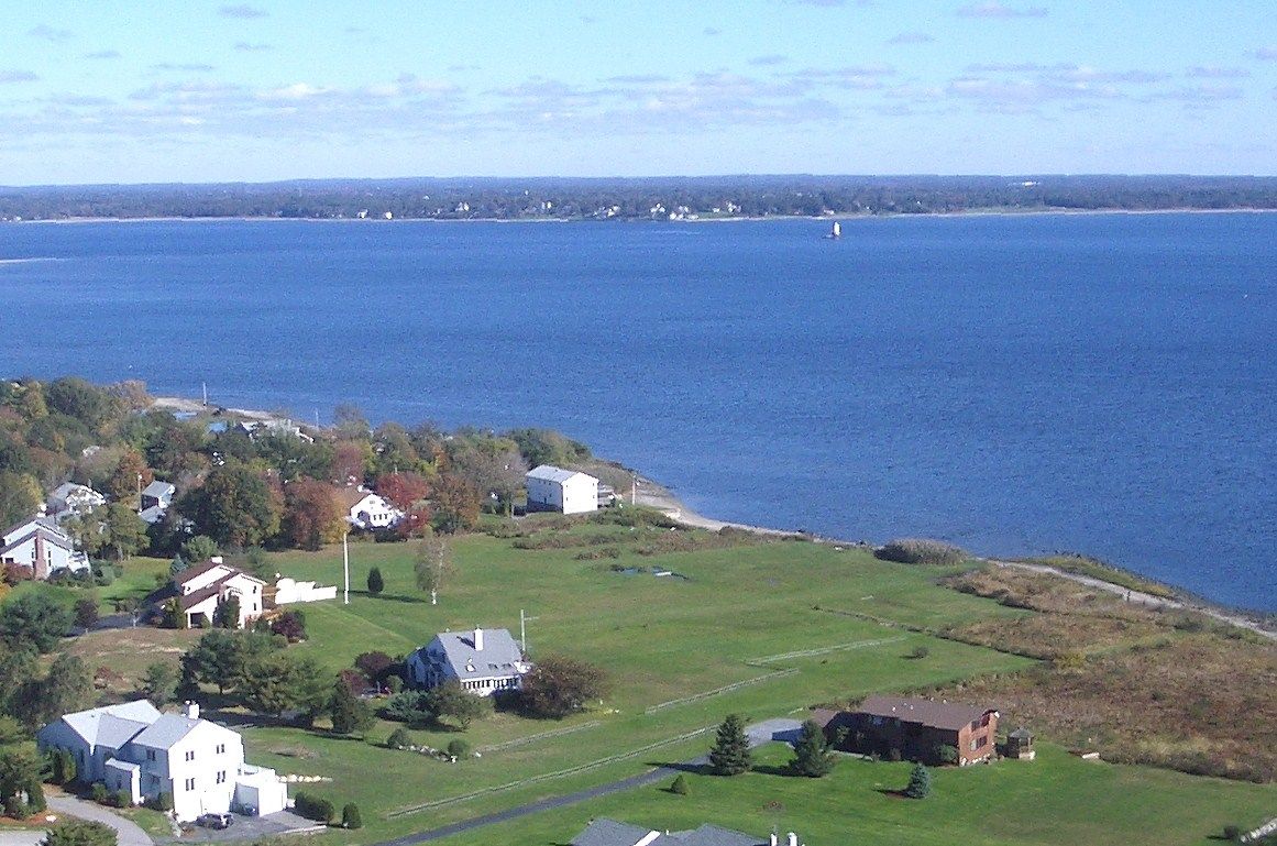 Aerial view of the nearby shoreline to the South of the property